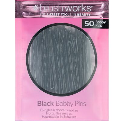 Brushworks Schwarze Bobby Pins – 50 Stück