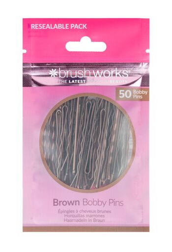 Pinces à cheveux marron Brushworks - 50 pièces 1