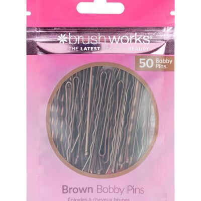 Pinces à cheveux marron Brushworks - 50 pièces