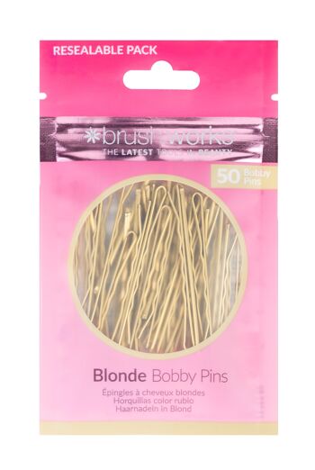 Pinces à cheveux blondes Brushworks - 50 pièces