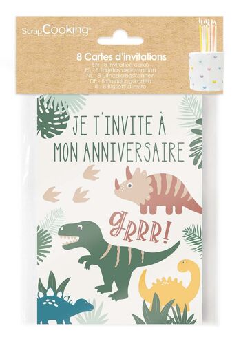 8 cartes d'invitation " Dino" 1