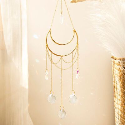 Prisme en cristal de Suncatcher de lune de Quartz clair suspendu