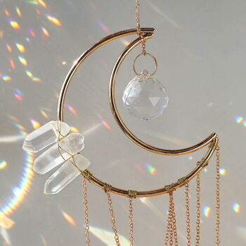 Prisme en cristal de Suncatcher de lune de Quartz clair suspendu 3