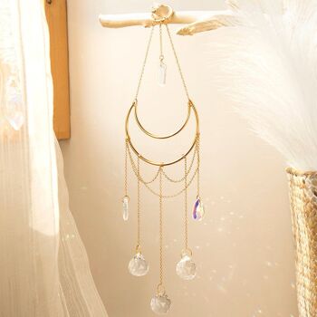 Prisme en cristal de Suncatcher de lune de Quartz clair suspendu 6