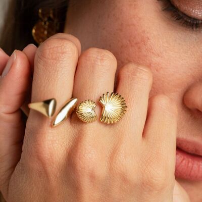 Aéline ring - double textured palm leaf