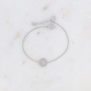 Bracelet Aloisia - pastille ronde, étoile gravée et cristal 4