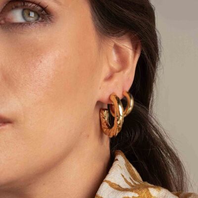 Tao hoop earrings - beveled lines, 2 sizes S and M