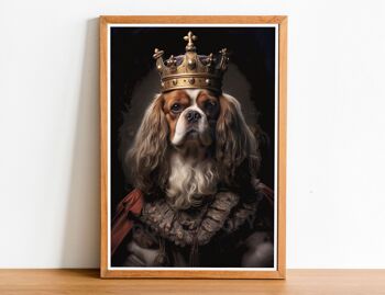 Cavalier King Charles Spaniel vintage Style Dog Portrait, Dog Wall art, Dog Head Human Body, Dog Print, Dog Poster, Home Decor, Dog Gift