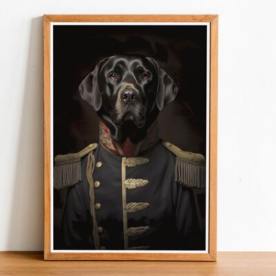 Labrador 02 Hundeportrait im Vintage-Stil, Hunde-Wandkunst, Hundekopf menschlicher Körper, Hundedruck, Hundeposter, Wohndekoration, Hundegeschenk