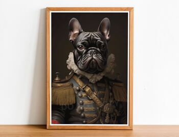 Français Bulldog 02 portrait de chien de style vintage, art mural de chien, corps humain de tête de chien, impression de chien, affiche de chien, décoration intérieure, cadeau de chien