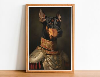 Doberman vintage Style Dog Portrait, Rembrandt Style Art, Dog Wall art, Dog Head Human Body, Dog Print, Dog Poster, Home Decor, Dog Gift