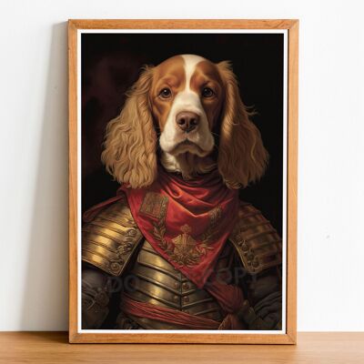 Cocker Spaniel Hundeportrait im Vintage-Stil, Hundewandkunst, Hundekopf menschlicher Körper, Hundedruck, Hundeposter, Wohndekoration, Hundegeschenk