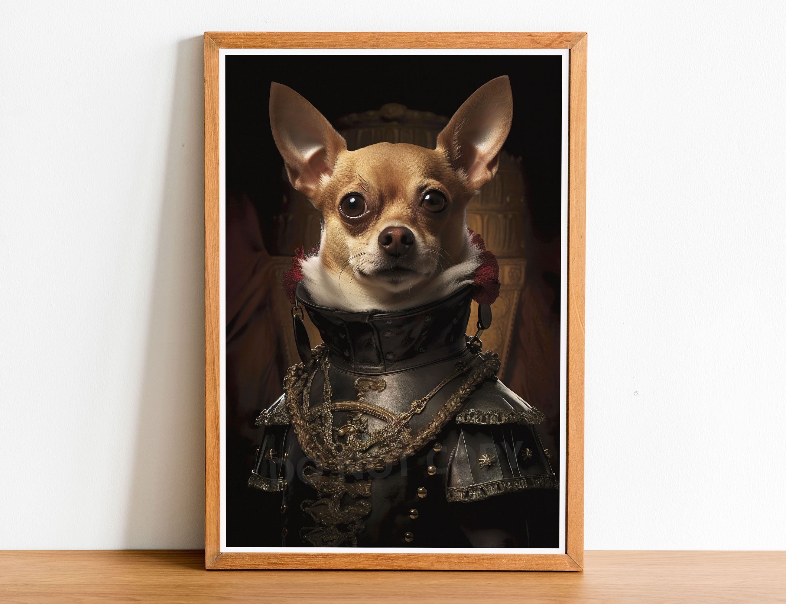 Buy wholesale Chihuahua Vintage Style Dog Portrait Rembrandt Style Art Dog Wall art Dog Head Human Body Dog Print Dog Poster Home Decor Dog Gift