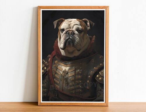 Bulldog 01 Vintage Style Dog Portrait, Rembrandt Style Art, Dog Wall art, Dog Head Human Body, Dog Print, Dog Poster, Home Decor, Dog Gift