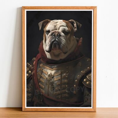 Bulldog 01 Vintage Style Dog Portrait, Rembrandt Style Art, Dog Wall art, Dog Head Human Body, Dog Print, Dog Poster, Home Decor, Dog Gift