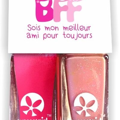 BFF Sweeties Bright pink and pale pink glitter nail polish duo