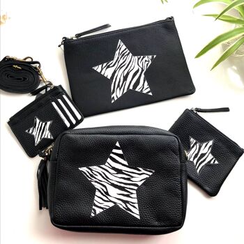 Zebra Star Camera Classic Black Kylie Pebbled Leather Crossbody Pochette marine