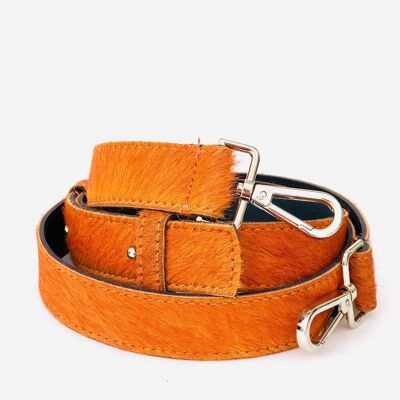 Cinturino di ricambio per borsa a tracolla in pelle con pelo arancione neon