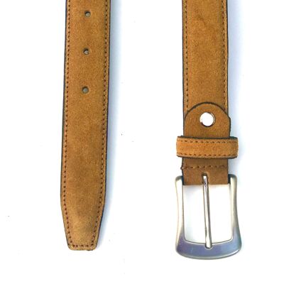 Cinturón de cuero de gamuza para mujer # BL37-Amarillo mostaza