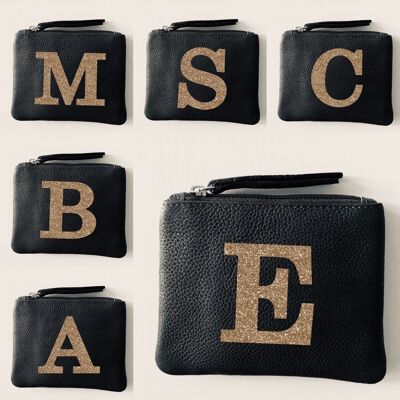 Alphabet Personalised Leather Coin Purse LBR101-Letter-1