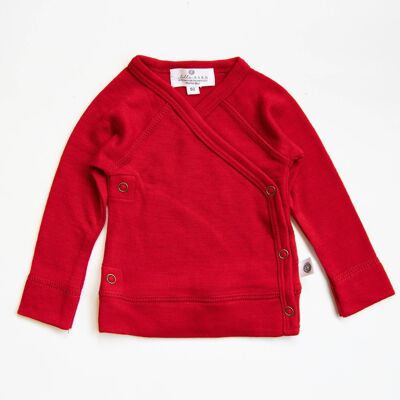 Pull cache-cœur en laine pour bébé – Laine mérinos - Rouge Savvy