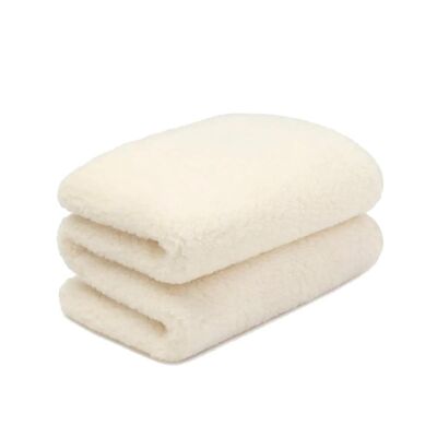 Manta de lana para cuna 2 capas - 75 x 100 cm - Lana merino - Natural