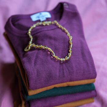 Pull bébé / chemise à manches longues en laine – Laine mérinos - Violettes écrasées 1