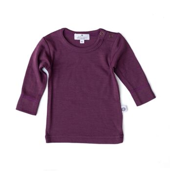 Pull bébé / chemise à manches longues en laine – Laine mérinos - Violettes écrasées 2