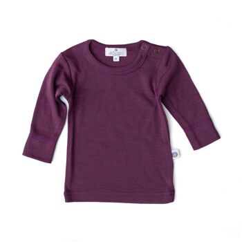 Pull bébé / chemise à manches longues en laine – Laine mérinos - Violettes écrasées 3