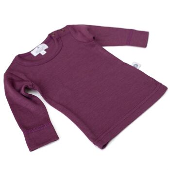 Pull bébé / chemise à manches longues en laine – Laine mérinos - Violettes écrasées 4