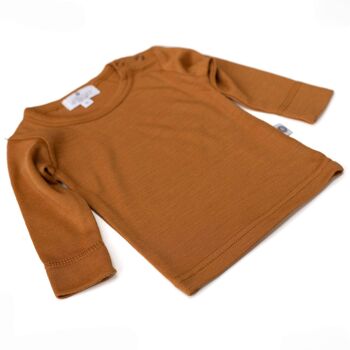 Pull bébé en laine / chemise à manches longues – Laine mérinos - Cathay spice 3