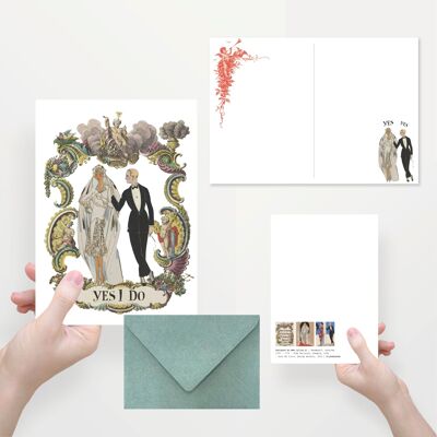 Greeting card wedding double folded envelope wedding Museum collection
