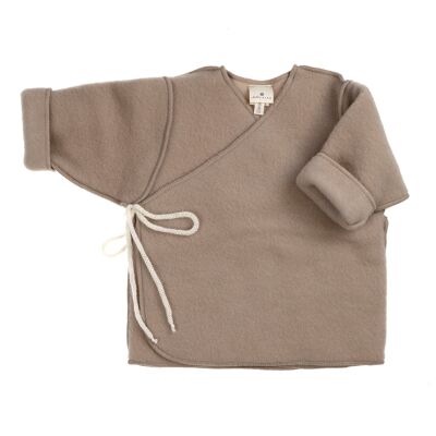 Baby-/Neugeborenen-Strickjacke aus Wolle – Merinowolle-Fleece – Beige