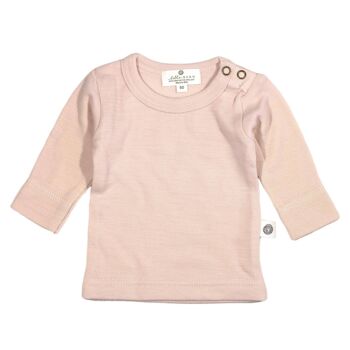 Pull bébé laine / chemise à manches longues – laine mérinos - Rose sépia