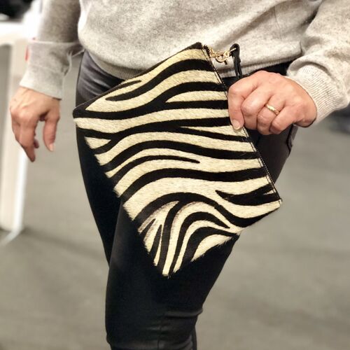 Pony Hair Genuine Leather Wristlet #LB601 Zebra