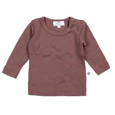 Jersey de lana para bebés y niños / camisa de manga larga - Lana merino - Malva crepúsculo