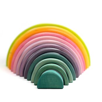 Empileur de jouets en bois - Pastel arc-en-ciel grand - Montessori - Jouets ouverts 3