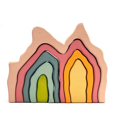 Spielzeugstapel aus Holz – Koralle – Montessori – Spielzeug mit offenem Ende