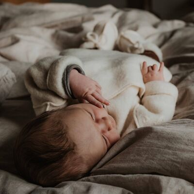 Cárdigan de lana para bebé / recién nacido - vellón de lana merino - Natural
