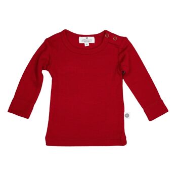Pull bébé en laine / chemise à manches longues – Laine mérinos - Rouge Savvy 1