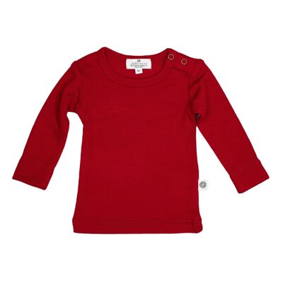 Wollen Baby trui / long sleeve shirt – Merinowol - Savvy red