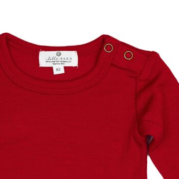 Pull bébé en laine / chemise à manches longues – Laine mérinos - Rouge Savvy 3