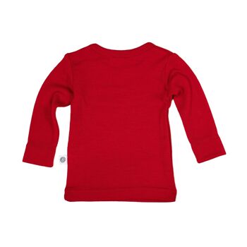 Pull bébé en laine / chemise à manches longues – Laine mérinos - Rouge Savvy 4