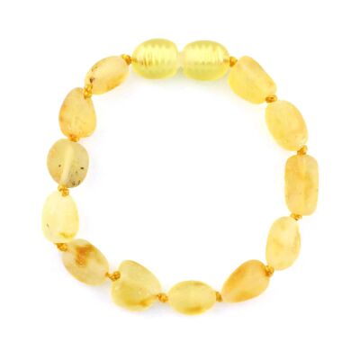 Neonato/Bambino - Bracciale in ambra - Perle grezze ovali - Limone