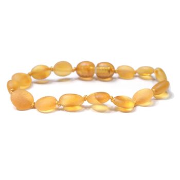 Bébé/Enfant - Bracelet Ambre - Perles brutes ovales - Miel 4