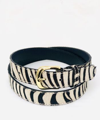 Ceinture pour femme en cuir à poils sur cuir Zebra 2