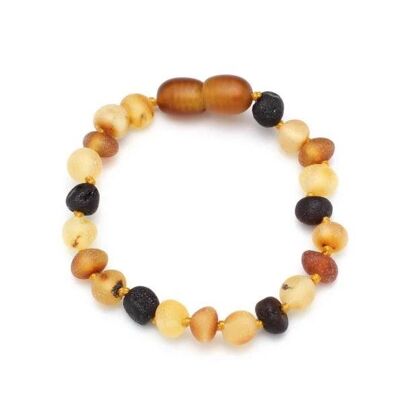 Bébé/Enfant – Bracelet Ambre – perles rondes brutes – 14cm - Mélange de couleurs