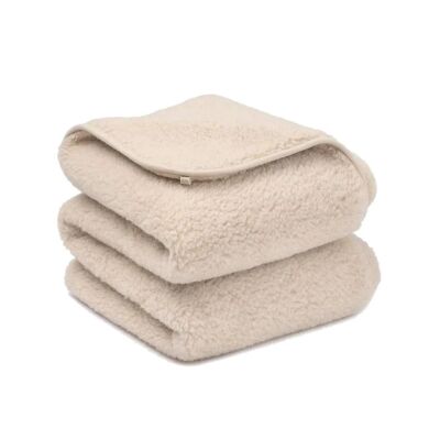 Manta de cuna de lana 2 capas - 75 x 100cm - Lana merino - Almendra