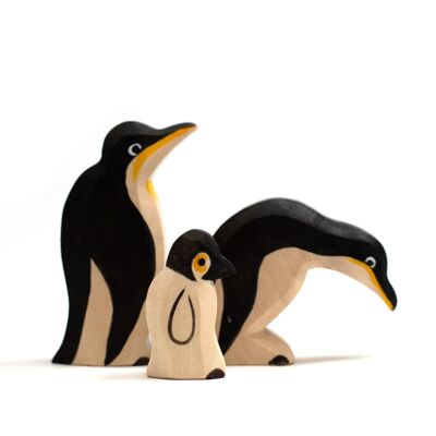 Animali giocattolo in legno - Famiglia Pinguini - Montessori - Giocattoli aperti