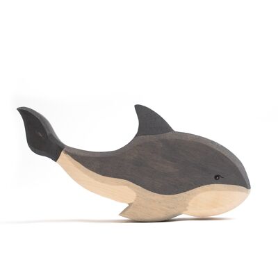 Animale giocattolo in legno - Balena grigia - Montessori - Giocattolo con estremità aperta